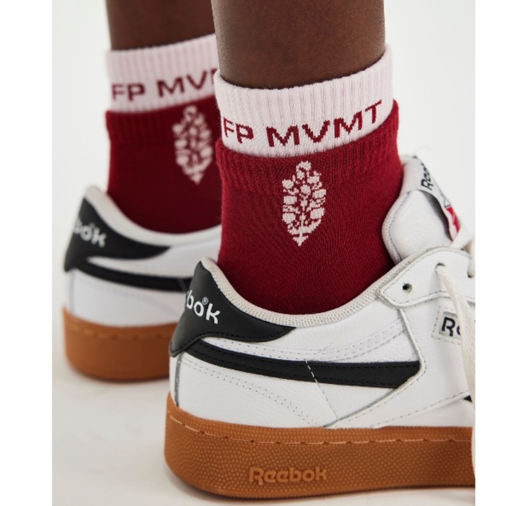 FP MOVEMENT Quarter Crew Court Socks Wine Red Blush Pink NWT